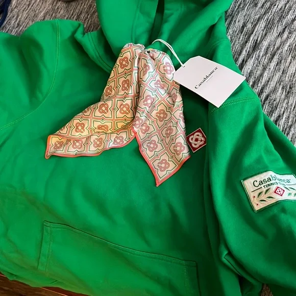 Green Silk Scarf Hooded Sweatshirt